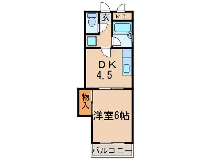 ライフ平針(1DK/2階)の間取り写真