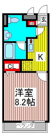 リブリ・クレールカルチェ(1K/1階)の間取り写真