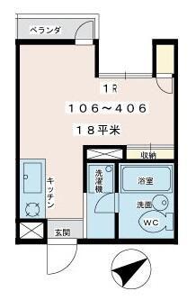 サンドルフ多摩(ワンルーム/2階)の間取り写真