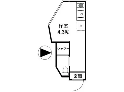 セブンス新宿 内装前 民泊スペース不可・事務可 礼敷無 手無 職種不問(ワンルーム/2階)の間取り写真