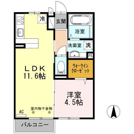 コモ・ラスパシオ(1LDK/2階)の間取り写真