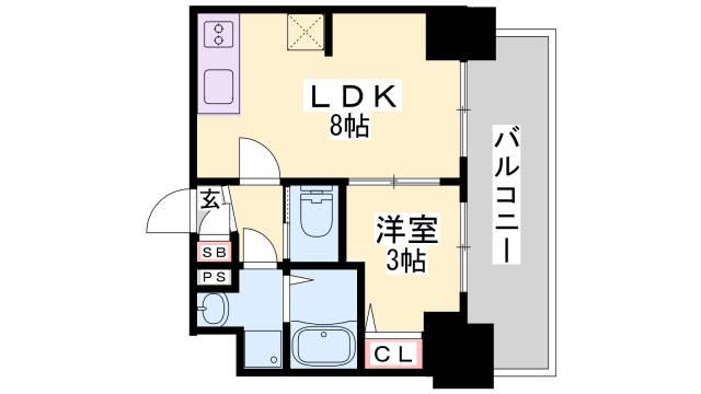 プレサンス兵庫駅前(1LDK/2階)の間取り写真