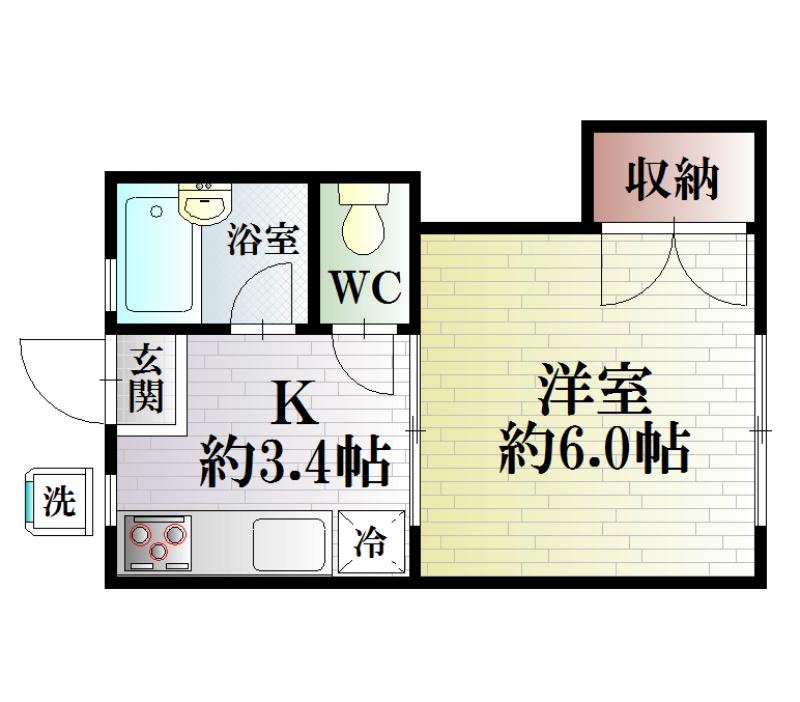 コーポながしま(1K/1階)の間取り写真