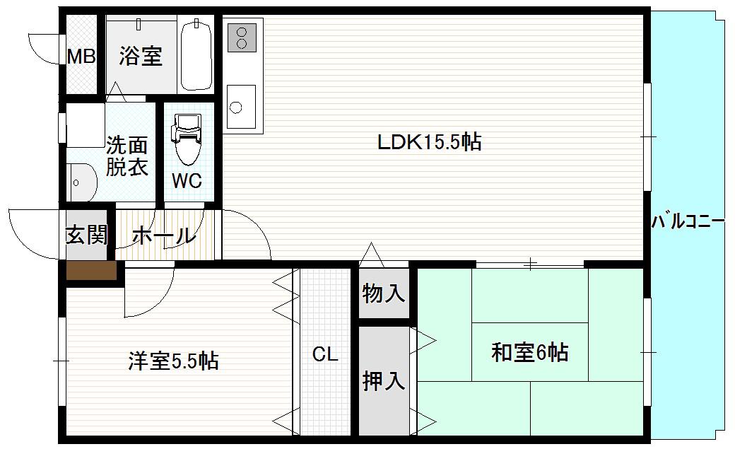 サンモール壱番館(2LDK/1階)の間取り写真
