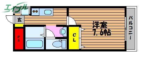 フォンテーヌ植松(1K/1階)の間取り写真