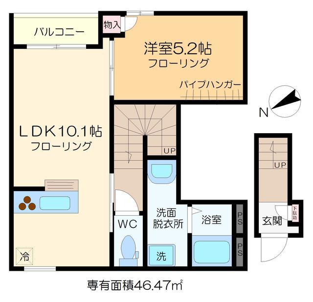 MIRABELLE(1LDK/2階)の間取り写真