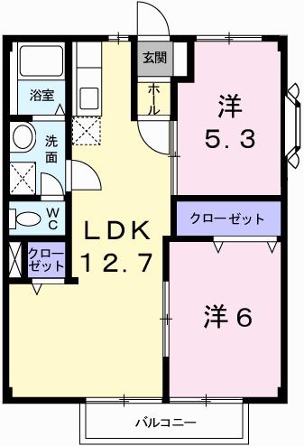 メゾンサンシャイン(2LDK/2階)の間取り写真
