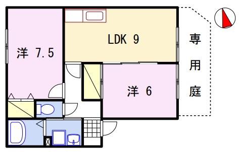 ハイツ ミウラ(2LDK/1階)の間取り写真
