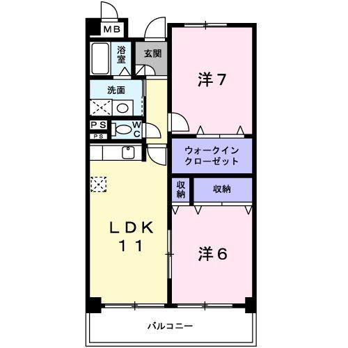 クエストオブインフィニティー(2LDK/4階)の間取り写真