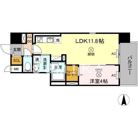 TWIN TOWERS AZUKI(1LDK/5階)の間取り写真