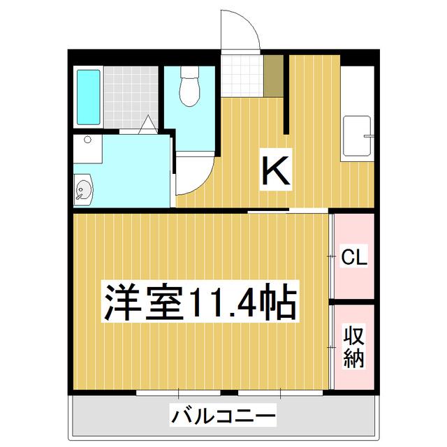 アップルパレスA(1K/2階)の間取り写真