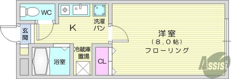 泉崎ハイツY(1K/2階)の間取り写真
