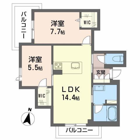 シャーメゾン セレーノ ベフ(2LDK/3階)の間取り写真