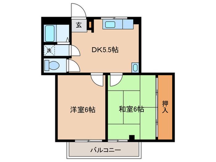 メゾンドイノウエ(2DK/1階)の間取り写真