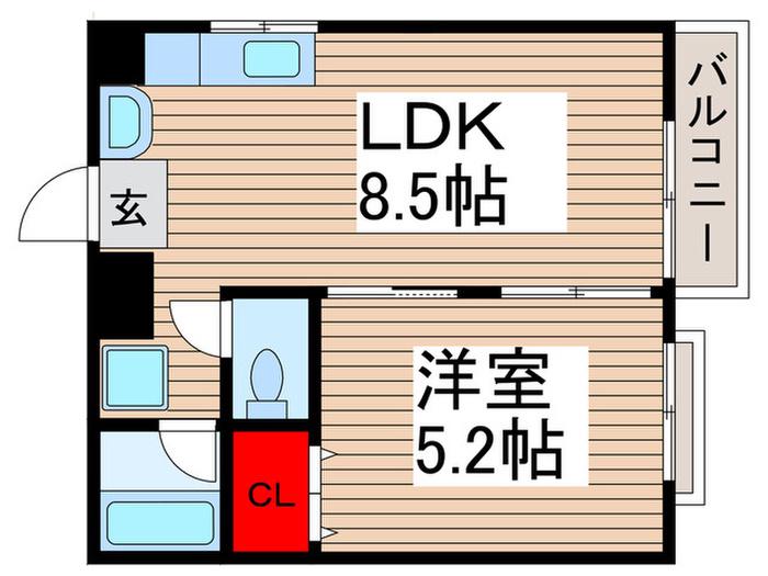 ベニーハイツ(1LDK/2階)の間取り写真
