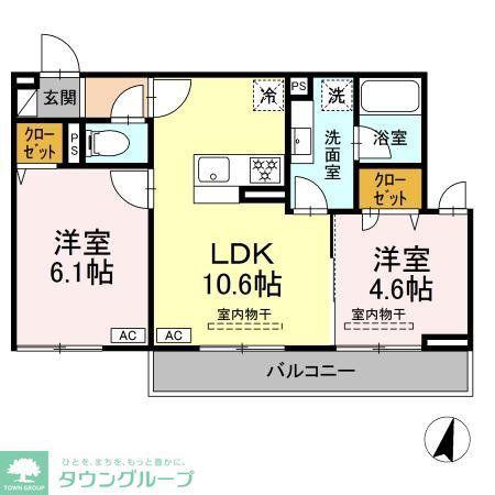 リートゥス湘南辻堂(2LDK/2階)の間取り写真