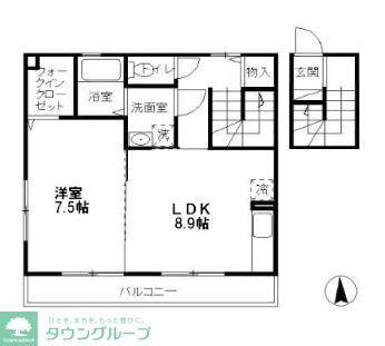 パルテール(1LDK/2階)の間取り写真