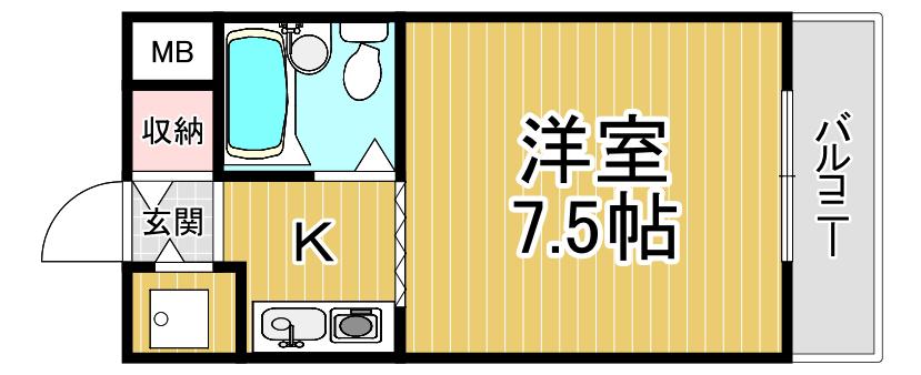ジョイフル塚口(1K/3階)の間取り写真