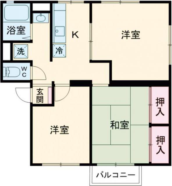 バレーヌ(2LDK/2階)の間取り写真