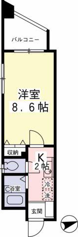 フェリーチェ東府中(1K/3階)の間取り写真