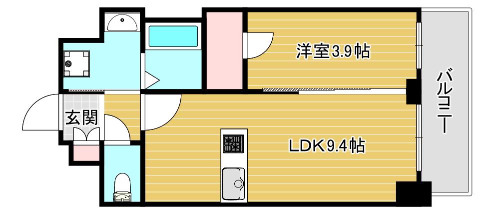 ファステート難波ラグジュ(1LDK/3階)の間取り写真
