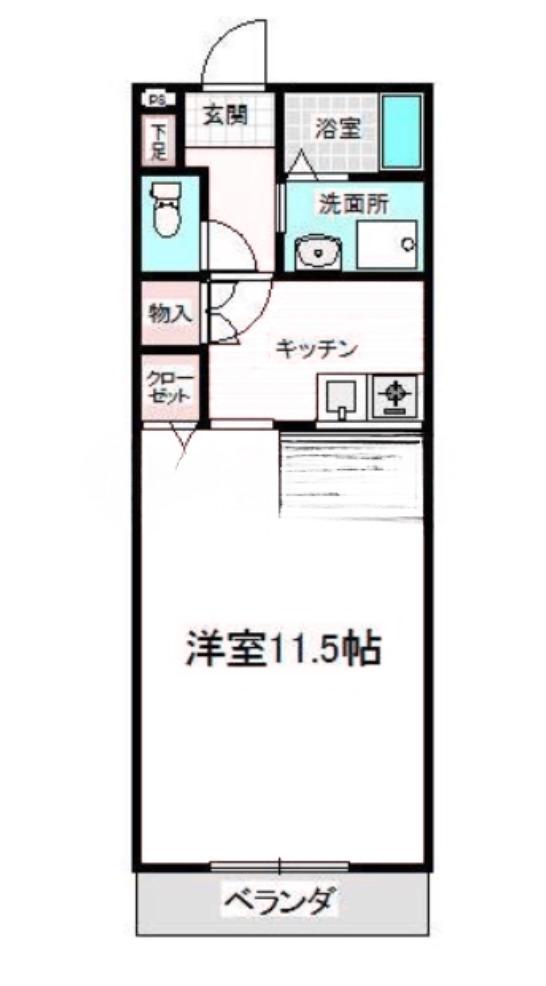 キャロット(ワンルーム/1階)の間取り写真