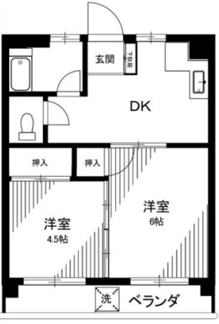 丸山コーポ(2DK/4階)の間取り写真