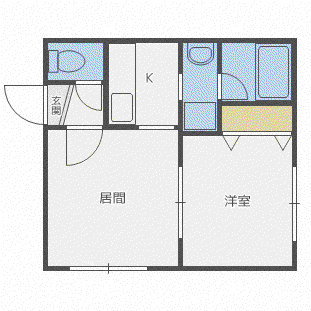アズーリ中の島伍番館(1LDK/2階)の間取り写真