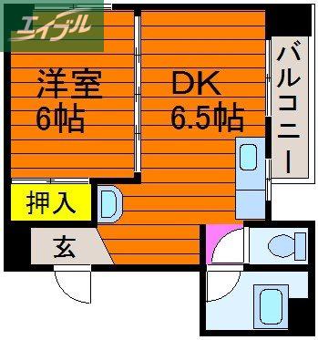 メーゾンS(1DK/4階)の間取り写真