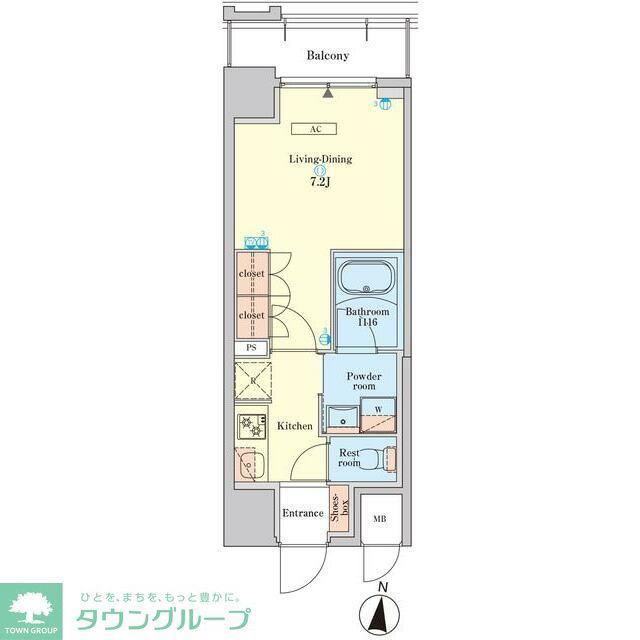 RJRプレシア菊川駅前(1K/2階)の間取り写真