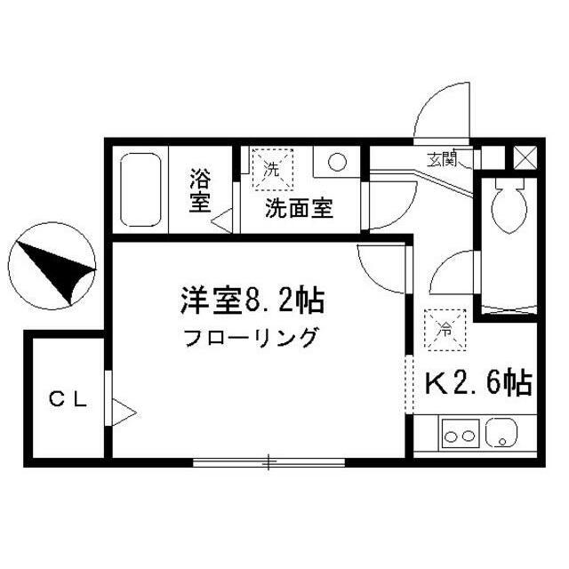 オリーブコート(1K/1階)の間取り写真
