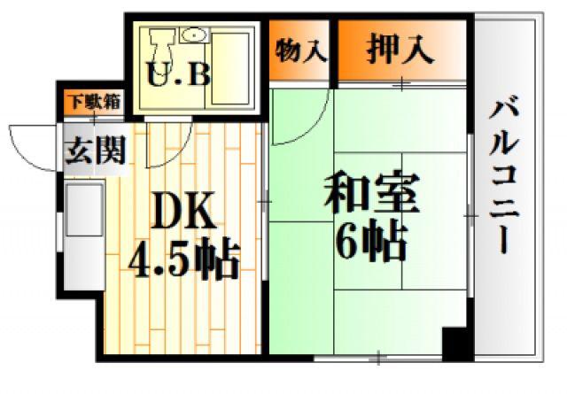 杉広ビル(1DK/2階)の間取り写真