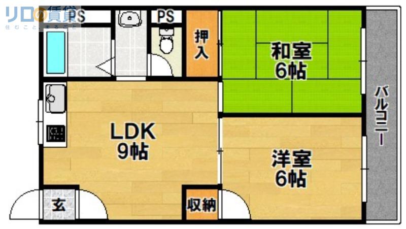 三番グリーンハイツ(2LDK/2階)の間取り写真