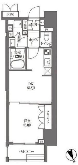 HAMACHO APARTMENTS(1LDK/5階)の間取り写真