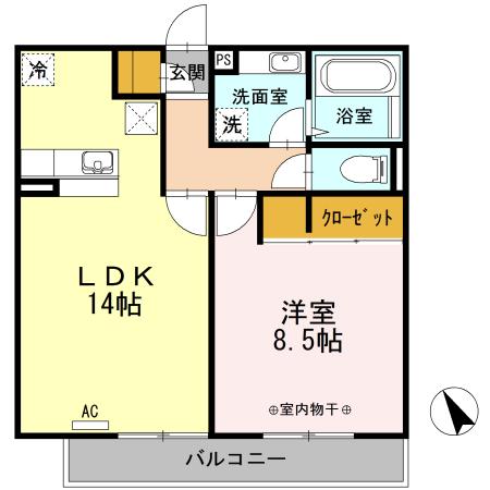 プリマヴェーラ(1LDK/1階)の間取り写真