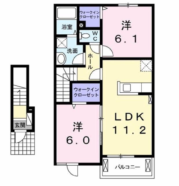 クラセント(2LDK/2階)の間取り写真