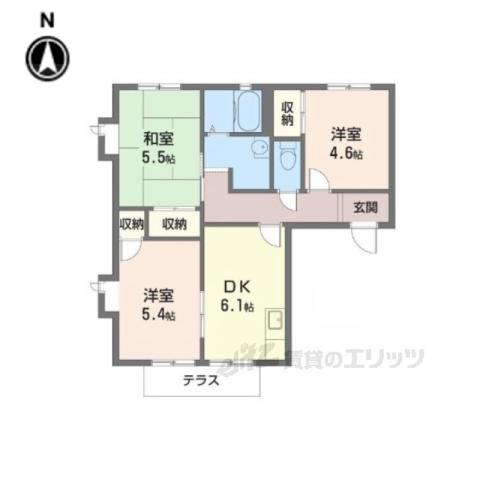 サニーコート観世(2LDK/1階)の間取り写真