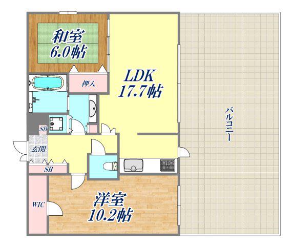 デ・リードヴィンテージ芦屋川山手(2LDK/2階)の間取り写真