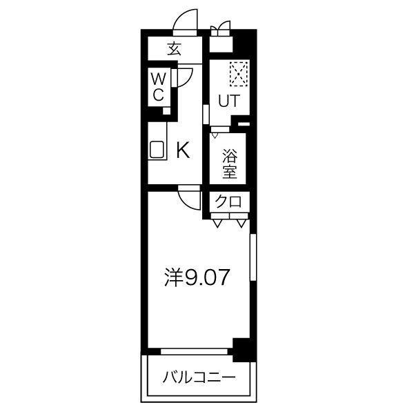 ステージア日進(1K/4階)の間取り写真