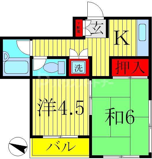 アブニール南柏(2K/1階)の間取り写真