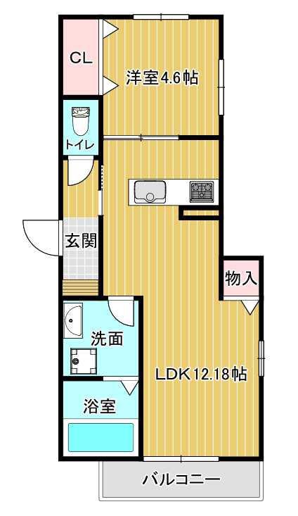 セゾンDEソレイユ(1LDK/1階)の間取り写真