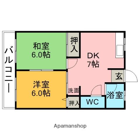 シャトレ(2DK/2階)の間取り写真