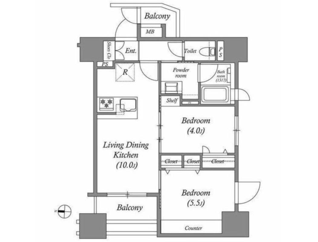 ACP RESIDENCE 中野新橋(2LDK/2階)の間取り写真