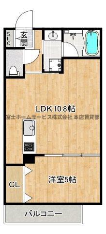 ESTAGEO北田辺(1LDK/3階)の間取り写真