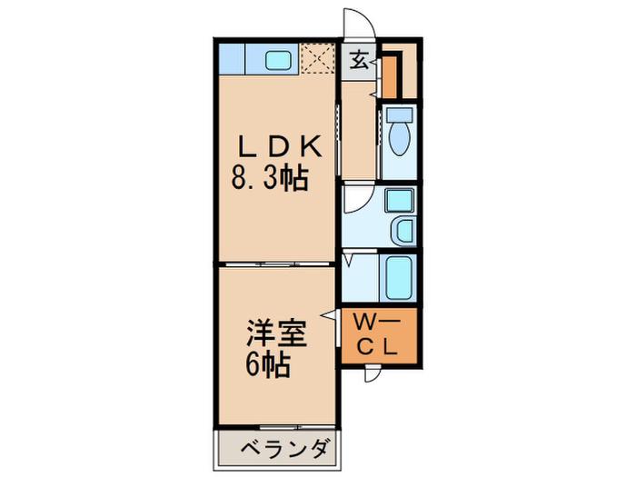 フェリーチェ二島(1LDK/2階)の間取り写真
