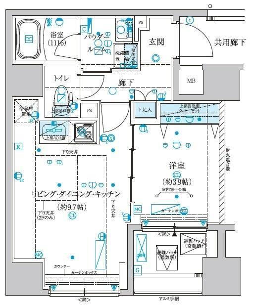 メインステージ横濱真金町(1LDK/10階)の間取り写真