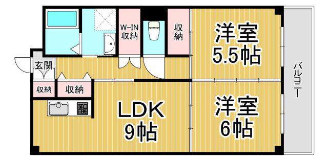 アネックス古結Ⅱ(2LDK/2階)の間取り写真
