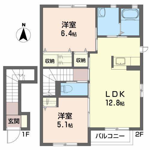 マルモーレ A(2LDK/2階)の間取り写真