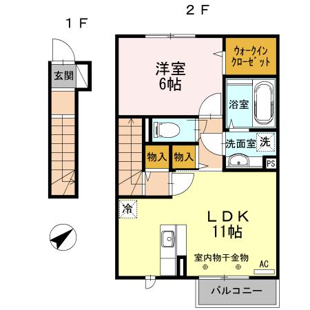 リヴェール(1LDK/2階)の間取り写真