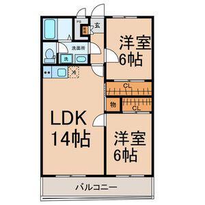 ドリームマンション佐野II(2LDK/1階)の間取り写真